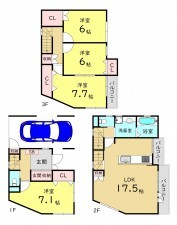 大阪市旭区新森、中古一戸建ての間取り画像です