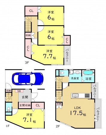 大阪市旭区新森、中古一戸建ての間取り画像です