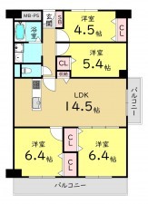 大阪市城東区中央、マンションの間取り画像です