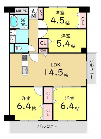 大阪市城東区中央、マンションの間取り画像です