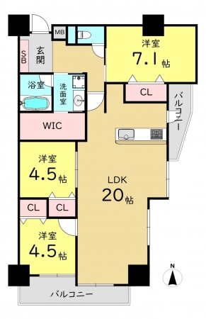 大阪市城東区今福東、マンションの間取り画像です