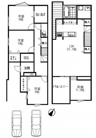 大阪市生野区巽中、中古一戸建ての間取り画像です