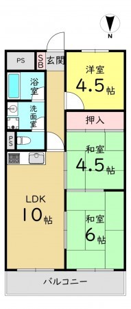 大阪市城東区野江、マンションの間取り画像です