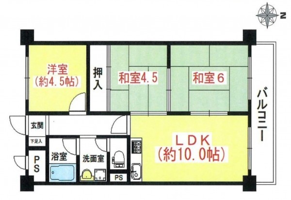 大阪市城東区野江、マンションの間取り画像です