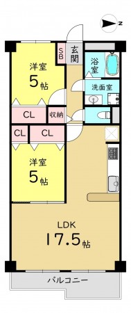 大阪市旭区高殿、マンションの間取り画像です