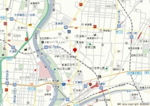 大阪市都島区都島南通、中古一戸建ての地図画像です