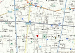 大阪市生野区新今里、中古一戸建ての地図画像です