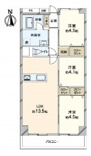 大阪市旭区高殿、マンションの間取り画像です