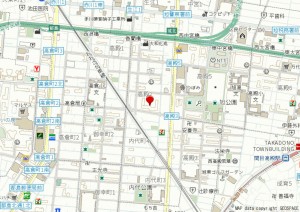 大阪市旭区高殿、マンションの地図画像です