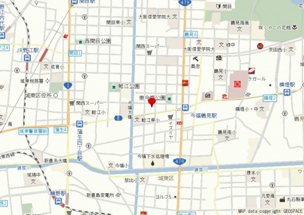 大阪市城東区今福東、中古一戸建ての地図画像です