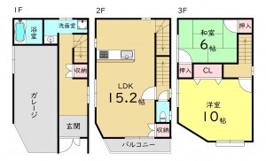 大阪市旭区高殿、中古一戸建ての間取り画像です