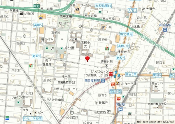 大阪市旭区高殿、中古一戸建ての地図画像です