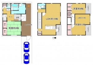 大阪市生野区巽東、中古一戸建ての間取り画像です