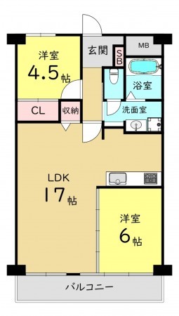 大阪市城東区鴫野西、マンションの間取り画像です