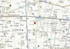 大阪市生野区中川西、中古一戸建ての地図画像です