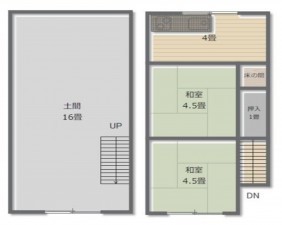 大阪市生野区勝山南、中古一戸建ての間取り画像です