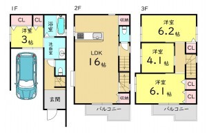 大阪市鶴見区横堤、中古一戸建ての間取り画像です