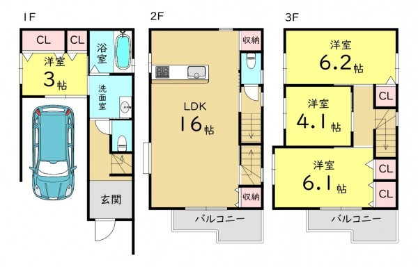 大阪市鶴見区横堤、中古一戸建ての間取り画像です
