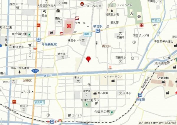大阪市鶴見区横堤、中古一戸建ての地図画像です