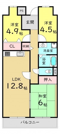 大阪市鶴見区横堤、マンションの間取り画像です