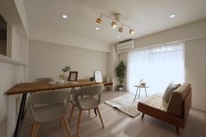 大阪市旭区新森、マンションの居間画像です