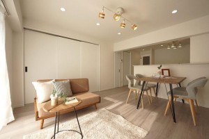 大阪市旭区新森、マンションの居間画像です