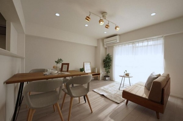 大阪市旭区新森、マンションの居間画像です