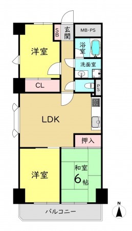 大阪市東成区深江南、マンションの間取り画像です