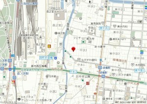 大阪市城東区中浜、中古一戸建ての地図画像です