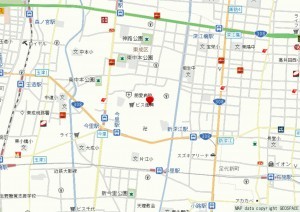 大阪市東成区大今里、新築一戸建ての地図画像です