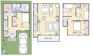 大阪市東成区大今里、新築一戸建ての間取り画像です