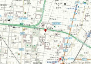 大阪市旭区高殿、マンションの地図画像です