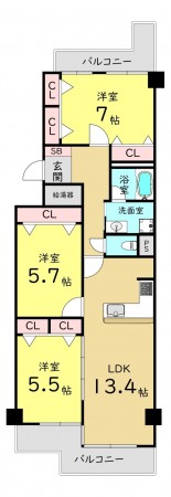 大阪市都島区都島南通、マンションの間取り画像です