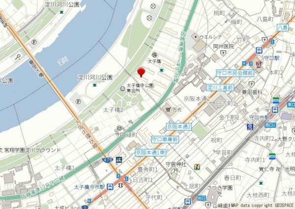 大阪市旭区太子橋、マンションの地図画像です