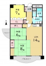 大阪市都島区友渕町、マンションの間取り画像です