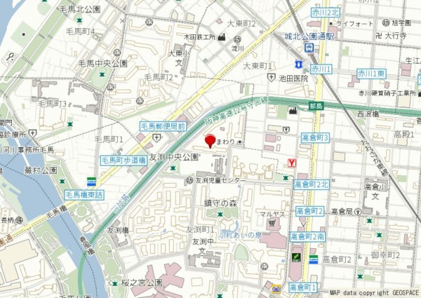 大阪市都島区友渕町、マンションの地図画像です