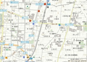 大阪市生野区勝山南、中古一戸建ての地図画像です