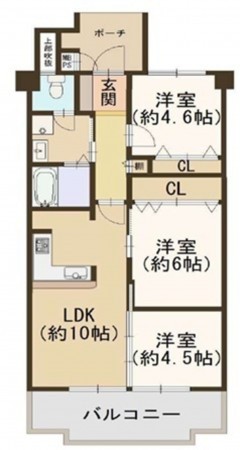 大阪市城東区中央、マンションの間取り画像です