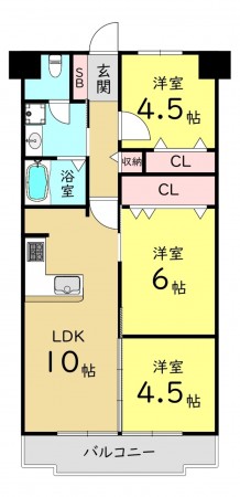 大阪市城東区中央、マンションの間取り画像です