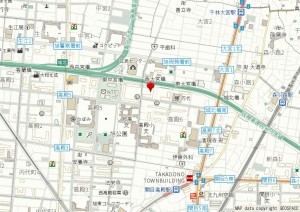 大阪市旭区高殿、マンションの地図画像です
