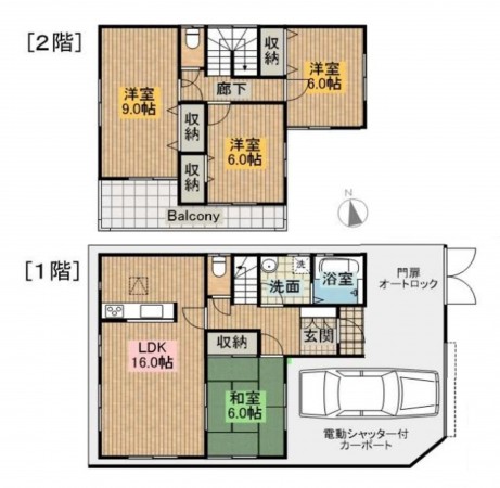 大阪市生野区新今里、中古一戸建ての間取り画像です