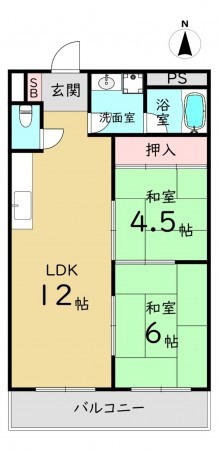 大阪市旭区大宮、マンションの間取り画像です