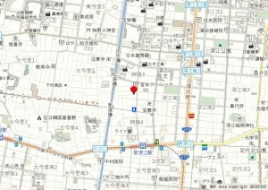 大阪市東成区神路、中古一戸建ての地図画像です
