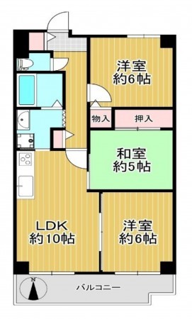 大阪市鶴見区安田、マンションの間取り画像です