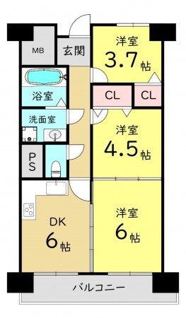 大阪市都島区友渕町、マンションの間取り画像です