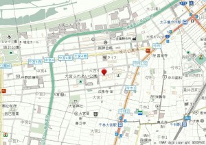 大阪市旭区大宮、マンションの地図画像です