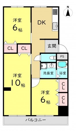 大阪市旭区大宮、マンションの間取り画像です