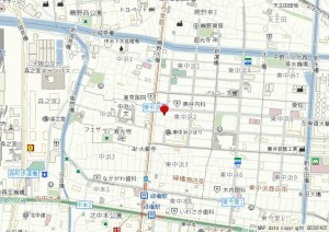 大阪市城東区東中浜、中古一戸建ての地図画像です