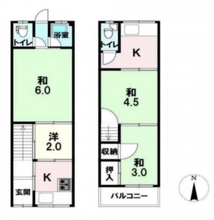 大阪市城東区中浜、中古一戸建ての間取り画像です