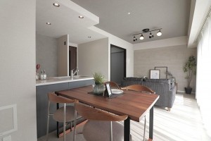 大阪市城東区関目、マンションの居間画像です